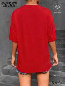 Camiseta de Moda 100% Algodón para Mamá en San Valentín, Camiseta Retro para Mamá, Regalo de San Valentín para Mamá, Regalo para Nueva Mamá, Anuncio de Embarazo, Camiseta de San Valentín - Ropa Diaria Unisex para Mujer y Hombre - Estilo Vintage Urbano, Camiseta Unisex Holgada de Algodón de Manga Corta con Cuello Redondo - Rojo - Ver 3