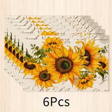 1pc Sunflower Pattern Linen Placemat, Breakfast Mat, Coffee Mat, Coaster, Bowl Pad, Kitchen Accessory, Easy To Clean Dining Mat, Suitable For Home, Restaurant, Restaurant Decor, Holiday Gift, Gift For Friends, Multi-Piece Set - Multicolor - View 23