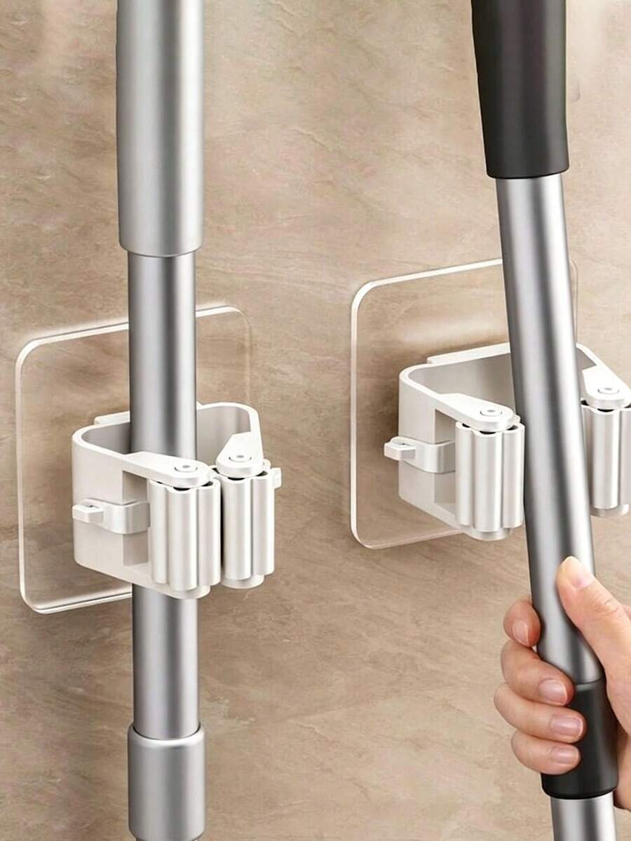 Giá treo chổi lau nhà tắm 1/3/6/9 chiếc, không cần khoan, giá đựng chổi lau nhà chắc chắn, gắn tường, kiểu dáng mới cho phòng tắm gia đình. - Nhiều màu - Xem 1