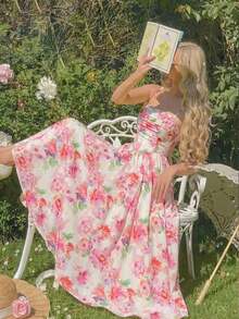 Vestido midi plisado elegante con estampado floral para mujer - Multicolor - Ver 2