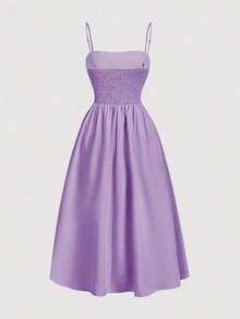 Vestido midi plisado elegante con estampado floral para mujer - Morado - Ver 2