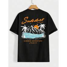 Summer Set Off Again Adventure California Camiseta de hombre de algodón holgada Ropa de moda Sudaderas Top de verano extragrandes - Negro - Ver 1