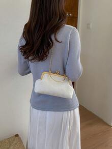 Floral Pattern Fashion Handbag, Elegant Tote Bag For Party And Shopping, Pattern Placement Random - Beige - View 8