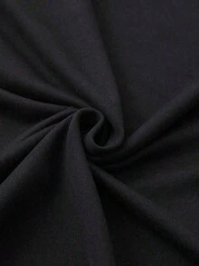 Camiseta de manga corta estampada para mujer a la moda|       Diseño de niñera de dibujos animados, cuello redondo, suave y transpirable, adecuado para uso diario y multiuso. - Negro - Ver 4