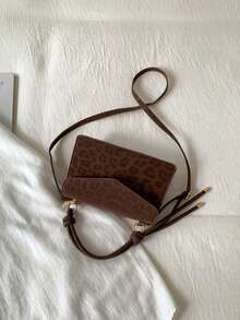 Bolsa de cintura con estampado de flechas estilo coreano de moda, nueva bolsa de mano a 2025, bolso bandolera, bolso cuadrado pequeño de unicolor estilo Ins - Marrón - Ver 8