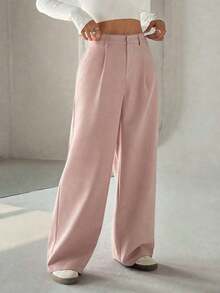 Pantalones anchos casuales elegantes y estilizadores de alta gama para mujer - Rosa - Ver 4