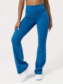 2026 Sodalemon Women's Black Slim Fit Flared Yoga Sweatpants For Spring - 藍色的 - 查看 5