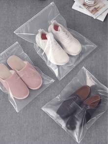Bộ 10/60/100 túi đựng giày trong suốt, túi đựng giày dày dặn chống bụi có khóa kéo, túi đựng giày kín nước dùng khi đi du lịch và sắp xếp đồ đạc tại nhà. - Trong sáng - Xem 11