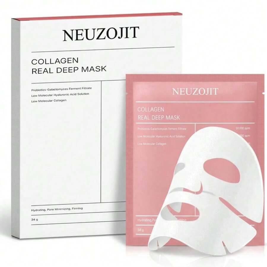 Collagen Face Mask – Hydrating & Anti-Aging Collagen Sheet Masks, Deep Hydration, Smooths Fine Lines, Overnight Face Mask For Radiant Skin, Pore Minimizing, Elasticity Improvement, Local Warehouse,Back To School - Hồng - Xem 1