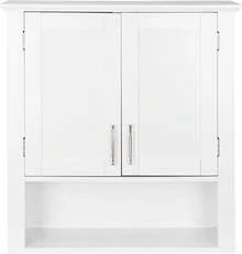 Bathroom Wall Cabinet Over The Toilet, Wall Mount Storage Medicine Laundry Cabinet With Two Doors And Three Adjustable Shelves, White - White - View 3