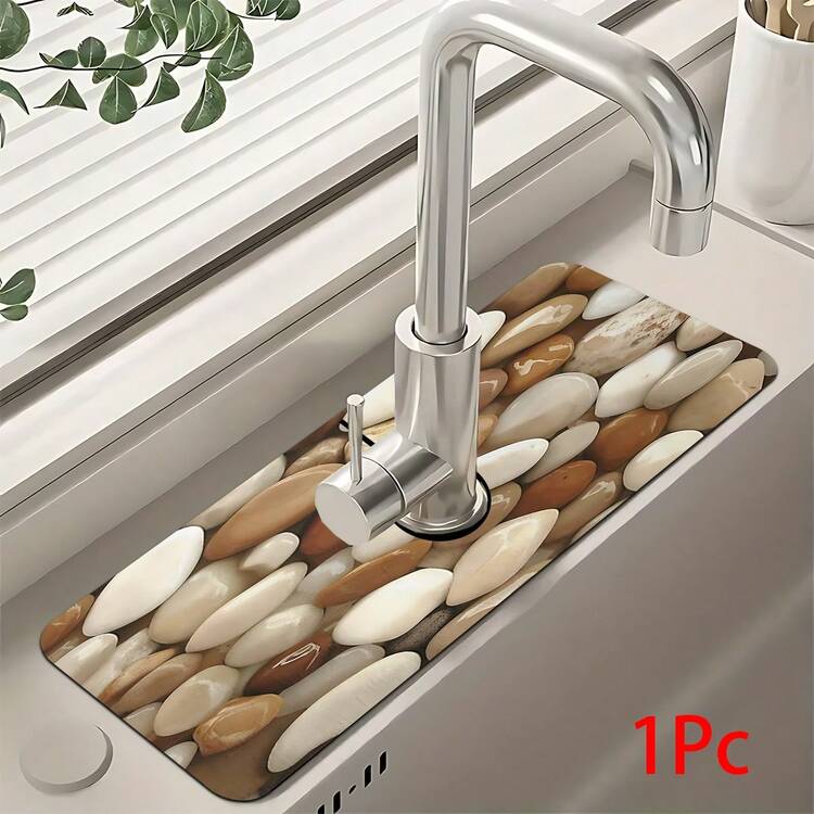 1 tấm lót vòi in họa tiết sỏi, chất liệu polyester bền, nhanh khô, dễ vệ sinh, phù hợp cho nhà bếp và phòng tắm, dễ lắp đặt, trang trí hàng ngày, quà tặng, thảm phòng tắm, thảm lót vòi bền, phụ kiện vòi nước - Nhiều màu - Xem 14