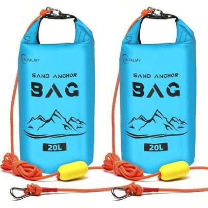 CALPALMY 20L Sand Anchor Bag, 2-In-1 Jet Ski Kayak Anchor With Floating Buoy And Rope, Collapsible Waterproof Dry Bag Boat, Paddleboard Sports (1PCs, 2PCs)