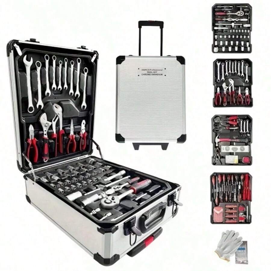 115pcs/53pcs/46pcs Professional Automotive Master Tool Kit - High-Quality Tool Set For Car, Bicycle And Motorcycle Maintenance - Compact, Portable And All-In-One Solution, Includes Ratchet Wrench, Screwdriver Sets, Batteries Not Included - Multicolor - View 1