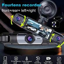 1件 1080P 4鏡頭行車記錄器 黑色，配備150mAh鋰離子電池，3.16吋IPS螢幕，支援動態偵測、停車輔助及前後雙錄，安裝簡單，完美的新車禮物 - c260 - 查看 3