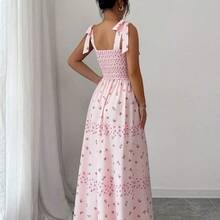 Raffinéa Women's Elegant Floral Print Vacation Dress, Summer Floral Dress Women Pink Dress - Celeste - Ver 3