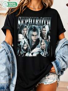 Vintage Sephiroth T-Shirt From The 90s, Bootleg Graphic Style, A Tribute Gift To VII Sephiroth For Men And Women, Unisex T-Shirt - Black - View 1