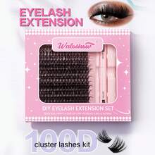 Waloshow 200 piezas Racimo de pestañas Huicop, extensión de pestañas individuales DIY - Racimo de pestañas con rizo C Bepholan Flared, set de pestañas, pestañas postizas - Negro - Ver 13