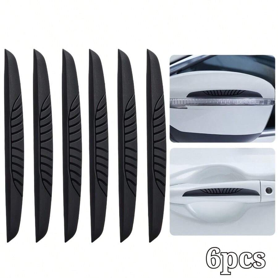 6pcs Car Body Protection Stickers, Edge Protector, Mirror Anti-Collision & Scratch Protector, Protect Your Car Doors - Side Protection Devices And Mirror Covers, Self-Adhesive, Durable, Scratch-Resistant, Self-Adhesive Protective Film, Durable Material, High-Quality Adhesive, Bumper Protection, Car Enthusiasts, Auto Detailing