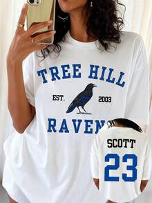 Oversized White T-Shirt With A Double-Sided "Scott 23" Design From The Ravens Of The Cult TV Series One Tree Hill - White - View 6