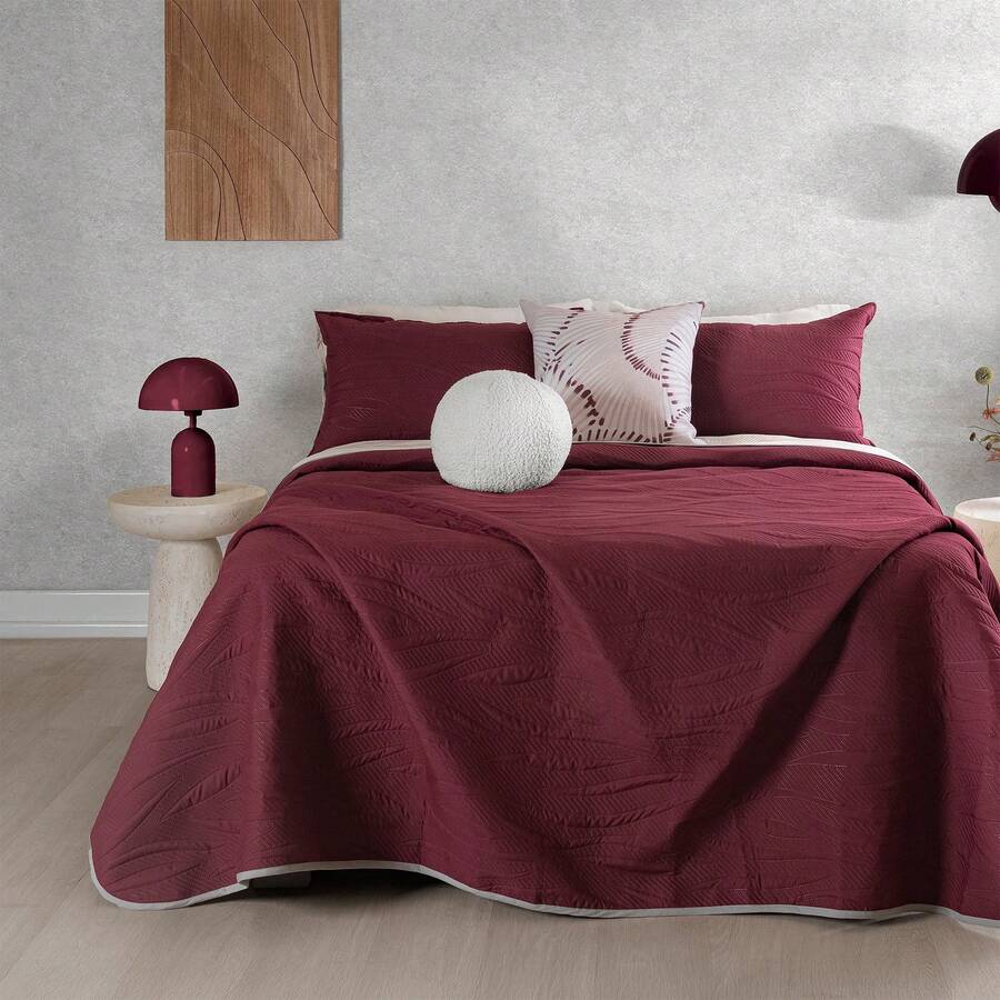 Novo Ultra Light Double Duvet Plain And Printed Vianney Various Colors Two Views Thin - 酒紅色 - 查看 1