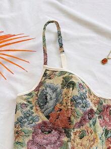 Camiseta de tirantes elegante y bohemia con estampado tropical, adecuada para la playa, el Día de San Valentín, la temporada de bodas, fiestas y festivales de música - Multicolor 3 - Ver 6