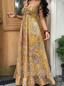 Women Midi Dresses - Orange - View 7