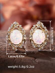 1 Pair Romantic Cubic Zirconia Stud Earrings, Designed For Women, Suitable For Weddings, Engagements, Anniversary Parties, Valentine's Day Gifts - 1# - View 7