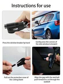 1个汽车安全锤，弹簧式紧急逃生工具，钢化玻璃车窗破碎器 - A - 查看 8