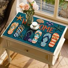 1pc Summer Slipper Print Pattern Drainage Mat/Absorbent Mat/Drying Mat For Coffee Machine, Tableware - Absorbent Polyester Desktop Protective Mat With Rubber Anti-Slip Pad, For Kitchen Counter Decor, Home Bar And Dining Table - Multicolor - View 4