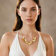 Statement Flower Necklace For Women Gold Plated Chunky Floral Collar Boho Choker Jewelry - 花卉 229A - 查看 10