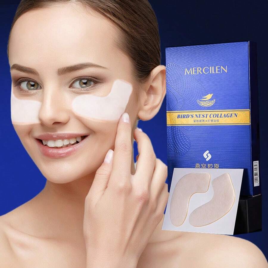MERCILEN 梦溪蓝燕窝胶原蛋白紧致抗皱眼膜 4.5克*5对，保湿，减少细纹和鱼尾纹，适合所有肤质 - 緊緻抗皺眼膜5對 - 查看 1
