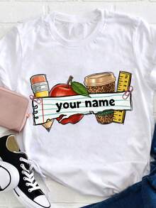 Camisetas personalizadas para educadores, regalos considerados para maestros, la forma perfecta de expresar gratitud, camisetas con nombre personalizado, ideales para la temporada de regreso a clases, adecuadas para nuevos maestros, camisetas cómodas, camisetas con diseños elegantes. | Diseño exquisito |   Suelto y cómodo |   Fácil de combinar | - Blanco - Ver 7