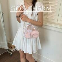 Coquette Balletcore 手提包,附赠蝴蝶结礼品,甜美波点印花手提包,带心形吊坠,有两种尺寸可选(迷你款和标准款) - 彩色 - 查看 8