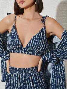 VCAY Conjunto top de tirantes corto de tie dye con camisa con pantalones - Multicolor - Ver 3