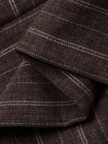 Conjunto de 2 piezas de top casual con cuello en V y cordón, y pantalones casuales a rayas para otoño/invierno para mujer - Café integral - Ver 6
