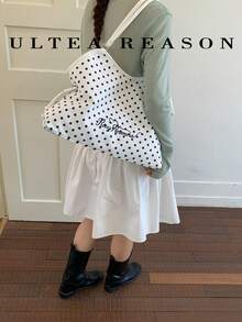 1件装撞色涤纶材质新款女士双肩包/单肩包/斜挎包,时尚方形大容量手提包,适合女孩、大学生、年轻职业人士、办公室、商务、通勤、户外、旅行、购物等场合。 - 白色 - 查看 8