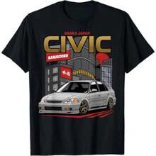 Herren- und Damen-T-Shirts Sommer Civic EK Type R Motorradfahren Offroad Kurzarm Rennsport Liebhaber Freizeit-Oberteil - Schwarz - Übersicht 2