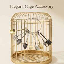 1 pieza Juguete de metal de acero inoxidable para loros, juguete de masticar para pájaros con cuchara de metal y cuerda, juguete colgante para jaula, accesorio de decoración para jaula de pájaros - Adecuado para loros pequeños como periquitos, agapornis y loros pequeños - 1 círculo de entrenamiento - Ver 7