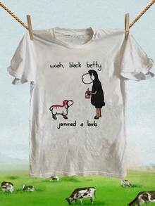 Piece Black Sheep Collar T-Shirt | White Crew Neck T-Shirt, Couples' Clothing, Suitable For Valentine's Day And Anniversaries, Valentine's Day Gift, Unisex, Casual Style, Regular Fit, Suitable For All Seasons, Medium Stretch Fabric, Loose And Comfortable. - White - View 6