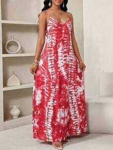 Lady Vestido largo con estampado de leopardo para mujer, estilo bohemio, sin espalda, holgado, vestido maxi suelto sin tirantes para cumpleaños, eventos, vacaciones, vestidos casuales, vestidos boho/bohemia/boho, top halter, ropa africana para mujer - Rojo - Ver 5