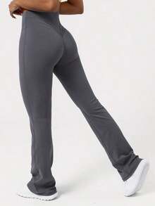 2026 Sodalemon Women's Black Slim Fit Flared Yoga Sweatpants For Spring - 灰色的 - 查看 7