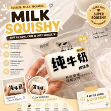 人气挤压牛奶软萌玩具，慢回弹牛奶仿真食物玩具，男女皆宜，派对礼物，完美礼品 - 彩色 - 查看 2