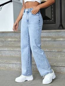 ICON Jeans de cintura alta y pierna recta para verano - Lavado ligero 2 - Ver 4
