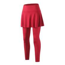 Falda pantalón larga de 1 pieza para mujer, color liso, plisada, para yoga, deportiva y casual, versátil y cómoda - 1PCS-BK-ckqun-ho - Ver 1