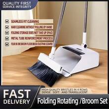 Upgraded 4-In-1 Cleaning Tool Set Broom Dustpan Water Scraper Floor Brush Multi-Purpose For Home Office Garden Restaurant - 四合一掃把 - 查看 3