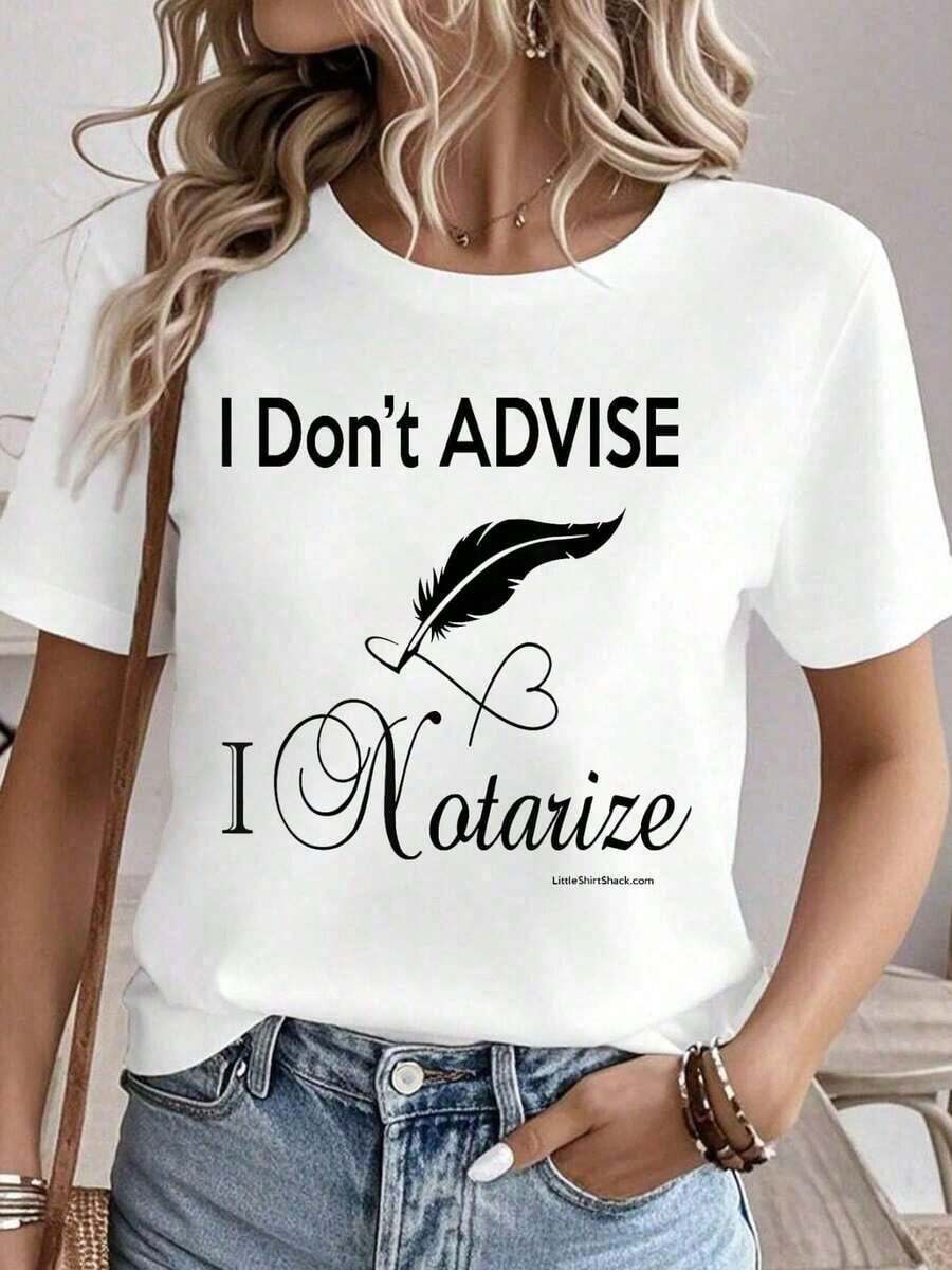Camiseta estampada de mujer 100% algodón, top de verano, camiseta de cuello redondo, ropa de mujer 100% algodón, traje de verano para mujer.Camiseta blanca de mujer, diseño notarial. - Blanco - Ver 1