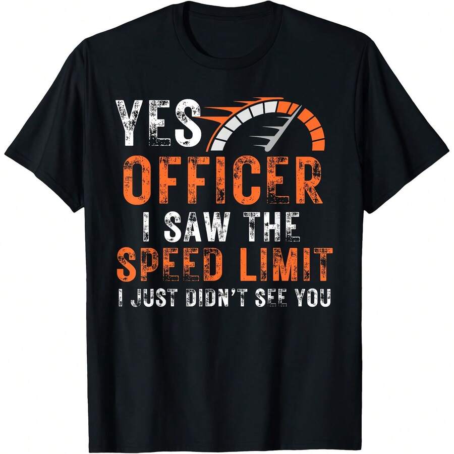 Yes Officer Speeding Funny Racing Race Car Driver Racer Gift T-Shirt3 - Black - View 1