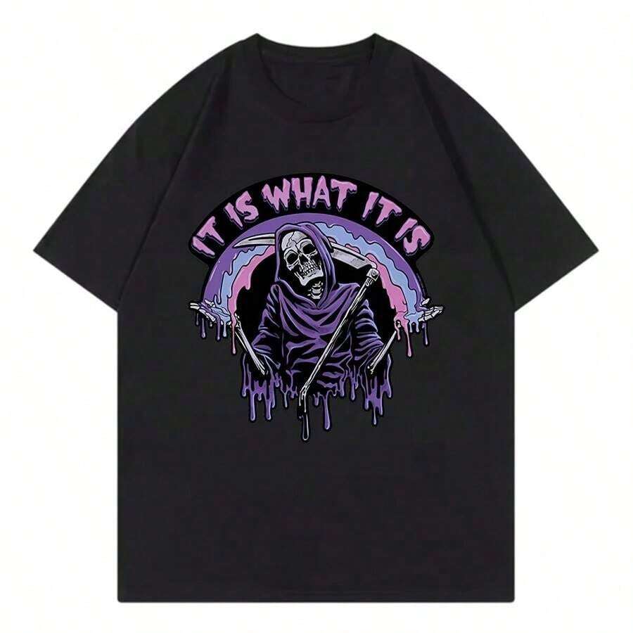 Camiseta vintage de cómic, camisetas divertidas con estampado de It Is What It Is para hombre y mujer, camiseta de manga corta con cuello redondo, camiseta moderna, ropa de calle - forma - Ver 1