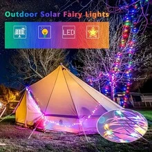 1pc Solar Powered Copper Wire Outdoor Holiday Lights Fairy Garden Decor, Waterproof Halloween Christmas Thanksgiving Gift - Color - View 6