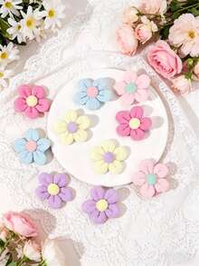 10pcs Padded Flower Decorations, Creative Floral Shapes, Garment Accessories, For DIY, Wedding Decor - Cotton-filled Flowers - View 5